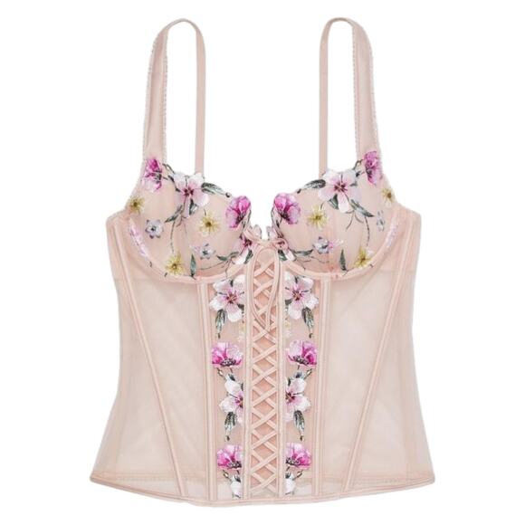 Victoria's Secret Other - Victoria’s Secret Floral Embroidered Corset Bustier XL Coquette Festival Bridal